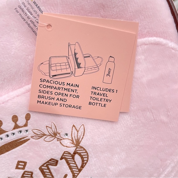 NEW Juicy Couture Pink Velour Makeup Bag Briefcase Multi Compartment Zip Around - Picture 6 of 9